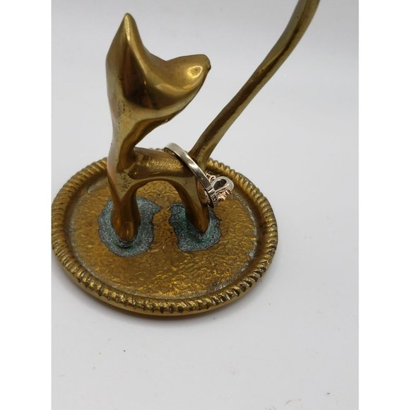 Silver Plated Cat‎ Ring Holder Jewelry Trinket Dish Floral Ornate Feline Animal - Picture 3 of 7